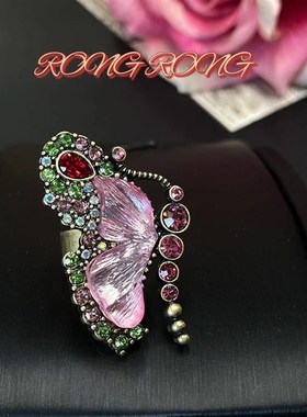 青岛中古vintage彩色t蝴蝶项链轻奢甜美仙气飘飘可爱达标百搭胸针