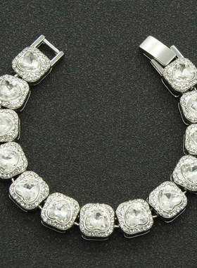 欧美男士夸张满j钻桃心爱心红钻古巴链项链配饰 夜店个性潮流项饰