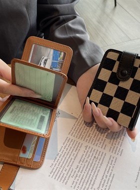 机动车驾驶证皮套女2025新款格纹帆布银行卡保护套网Y红个性卡包