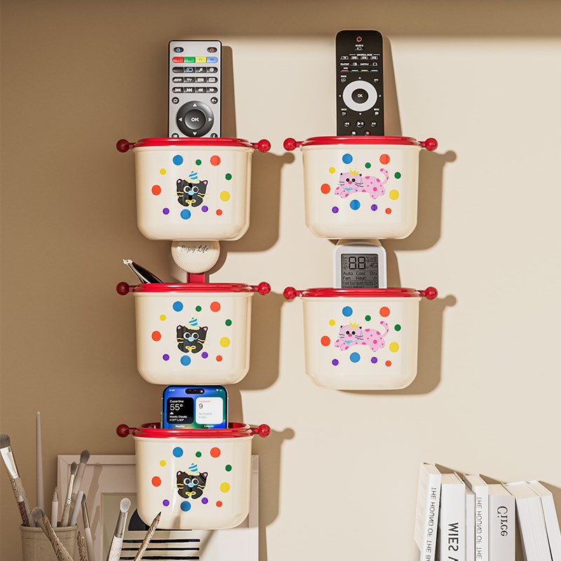 吸盘遥控器收纳盒壁挂式上墙放空调电视钥匙充电器手机床头置物架