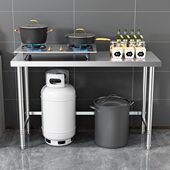 一层不锈钢工作台面饭店灶台打荷架子厨房做饭切菜桌子下空收纳架