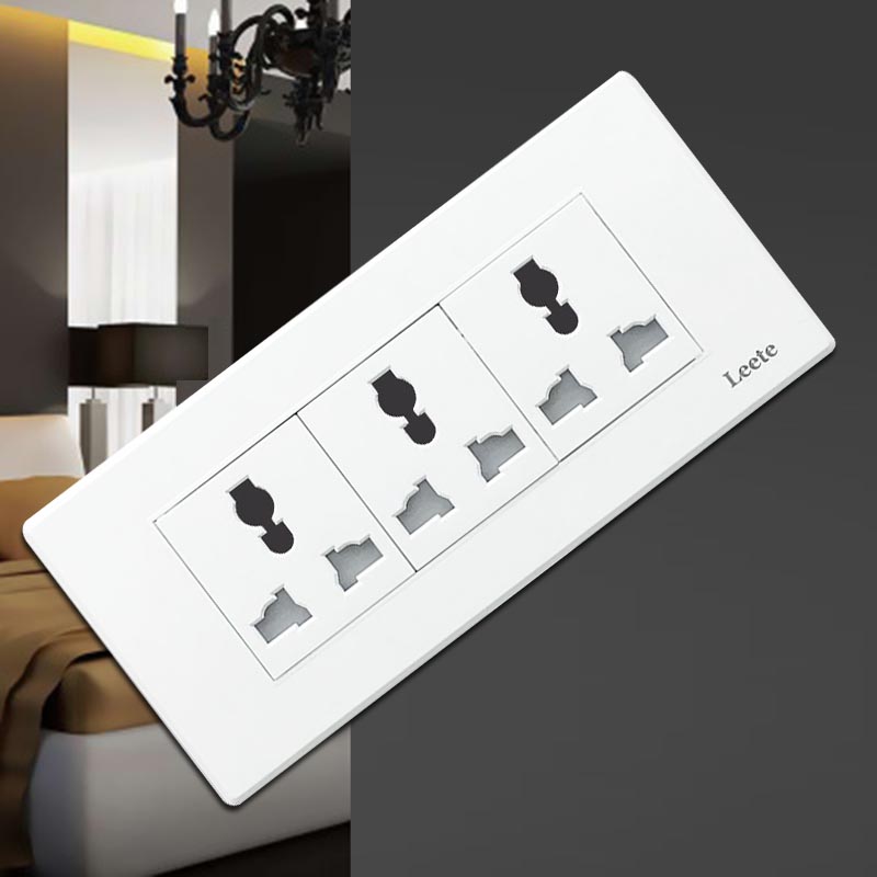 118型开关插座面l板9孔九孔家用暗装墙式三位三插六孔国际通用电