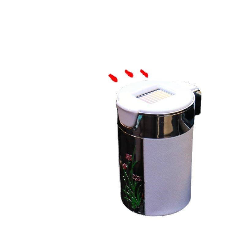 汽车车载烟灰缸创意个性有盖出风口悬挂式车内兰花leXd灯车用烟缸