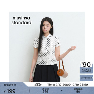韩国26夏季新品时尚复古波点女士修身短袖衬衫MUSINSA STANDARD