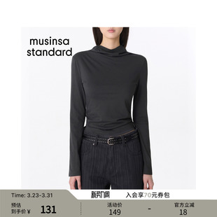 T恤musinsa 女士日常纯色休闲连帽长袖 standard 新品 韩国26春季