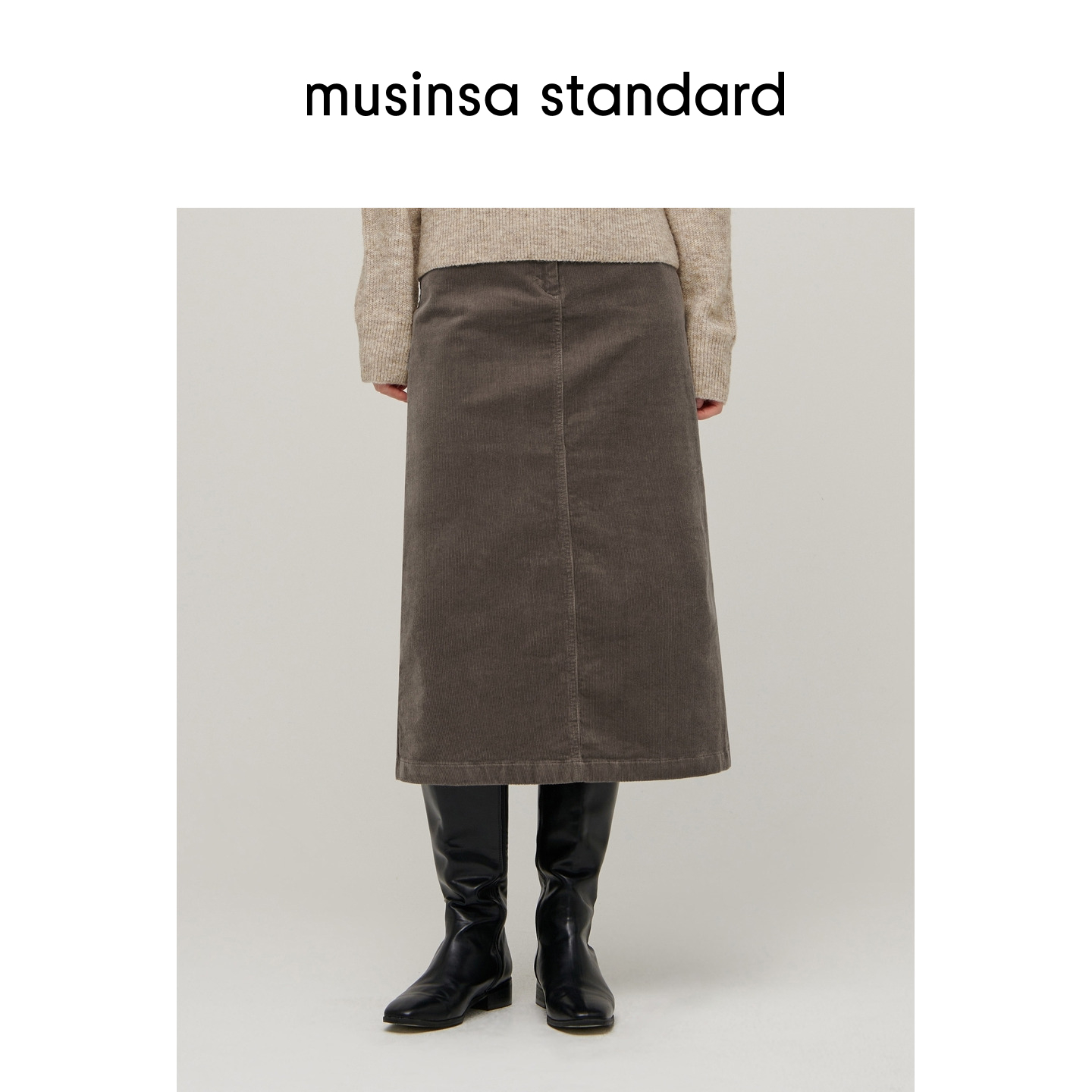 女士秋冬休闲通勤灯芯绒中长裙