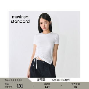 T恤musinsa 韩国26春季 抽绳圆领短袖 女士混纺紧身款 standard 新品