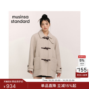 【含羊毛】韩国26秋冬新品休闲女士牛角扣大衣MUSINSA  STANDARD