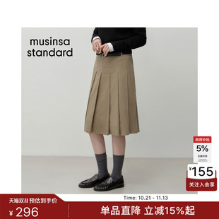 韩国26秋冬新品女士灯芯绒百褶中长半身裙MUSINSA STANDARD