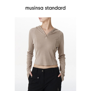 显瘦简约气质百搭连帽长袖 女士修身 T恤 standard25秋季 musinsa