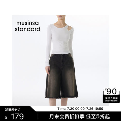 夏季女士低腰复古百慕大牛仔短裤