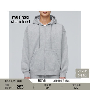 卫衣musinsa 韩国春季 宽松连帽双向拉链开衫 大码 standard 男士