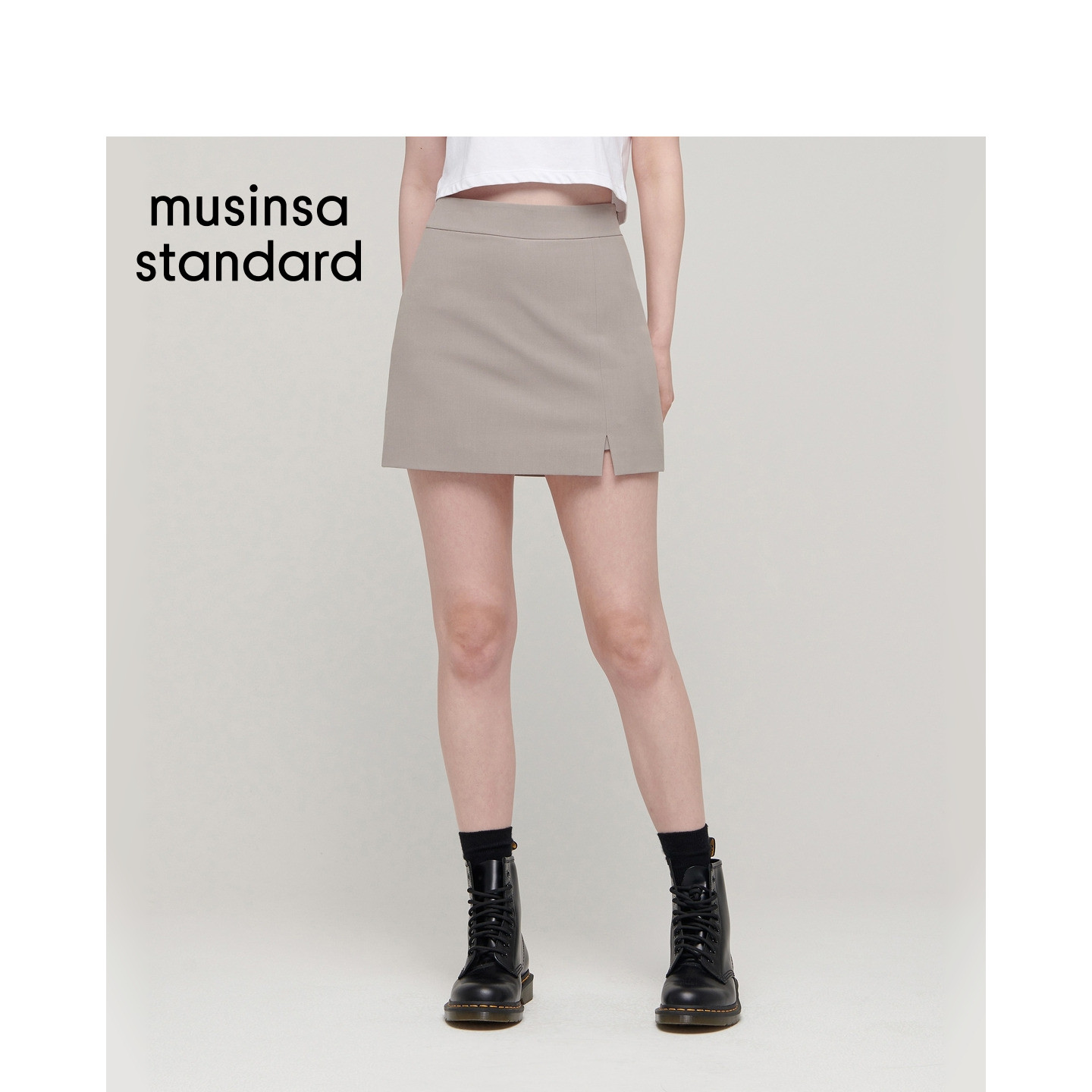 韩国秋冬休闲女士百搭显瘦显腿长高腰开衩短裤裙MUSINSA STANDARD