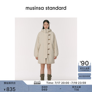 韩国秋冬女士时尚休闲连帽中长棉服外套MUSINSA STANDARD