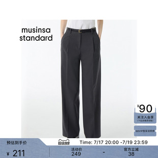 韩国春夏季女士宽版简约高腰直筒单褶西装裤MUSINSA STANDARD