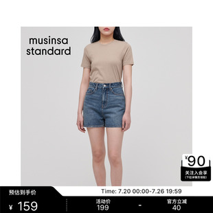 韩国26夏季新品女士基础修身高腰款休闲牛仔短裤MUSINSA STANDARD
