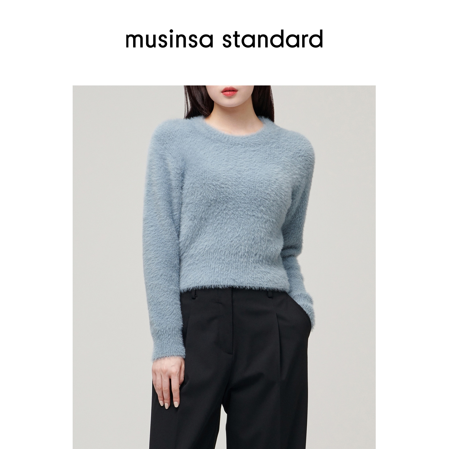 女士秋季修身圆领慵懒风短款毛衣