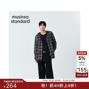 韩国26新品男士新品时尚百搭宽松格纹长袖衬衫MUSINSA STANDARD