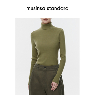 [韩素希同款]韩国25秋冬女士纯色休闲高领针织衫musinsa standard