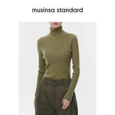 女士秋季罗纹修身多色高领针织衫