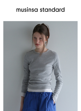 韩国25秋冬女士简约纯色修身显瘦百搭长袖T恤musinsa standard