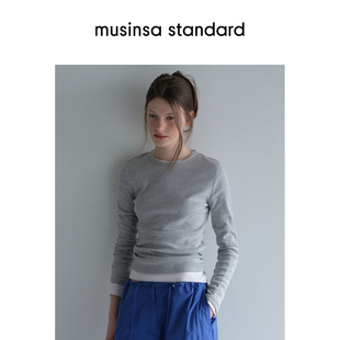 韩国25春季女士简约纯色修身显瘦百搭长袖T恤musinsa standard