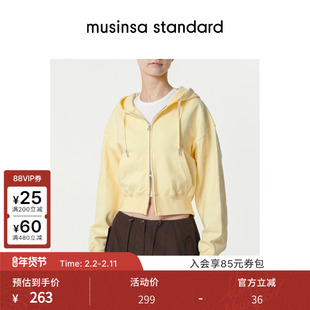 韩国春季女士休闲宽松短款双拉链连帽卫衣外套musinsa standard