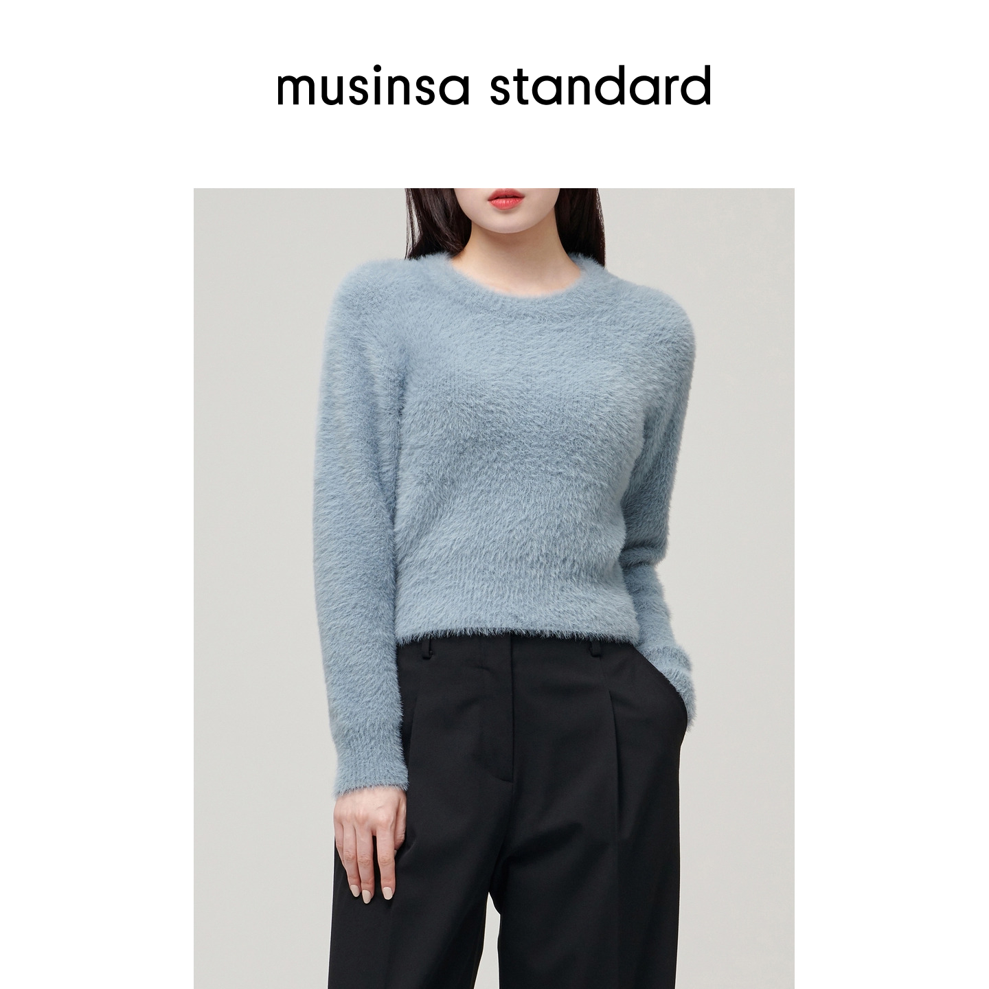 女士秋季修身圆领慵懒风短款毛衣