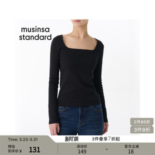 T恤musinsa 方领舒适基础百搭长袖 standard 女士修身 韩国春季