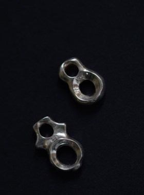 Lam手b作 925银手制藏式内凹 8字扣 衔接环 侧挂 卡子 文玩配饰