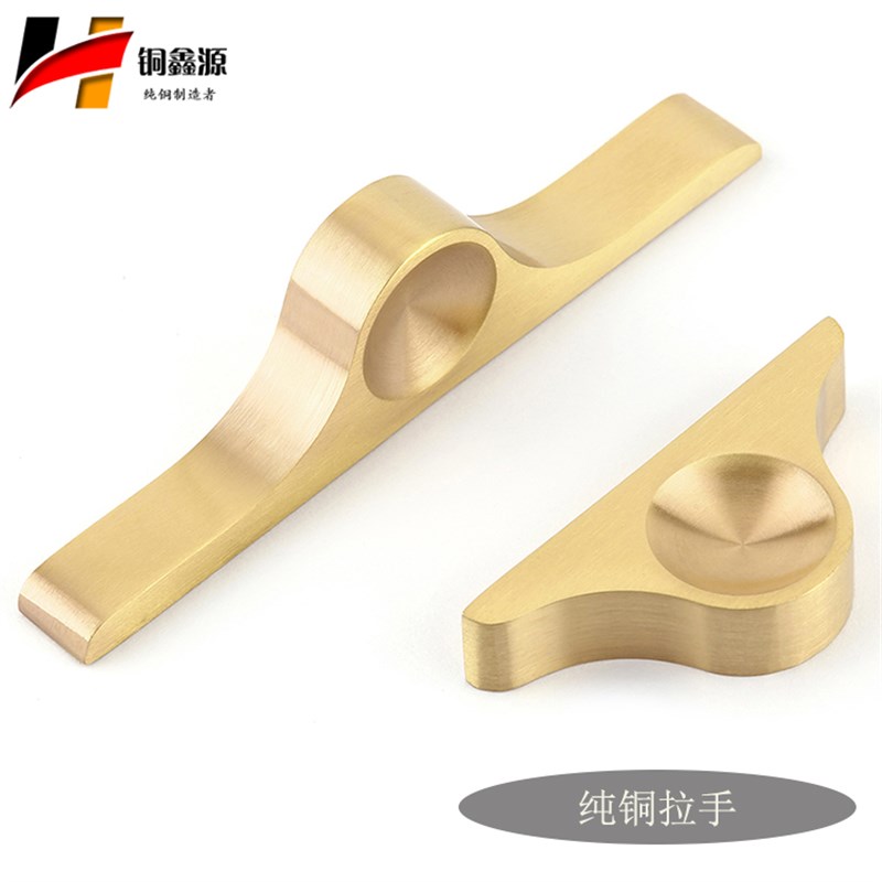 2021新中式家具纯铜拉手柜门黄铜抽屉铜拉手O现代简约实心拉丝把