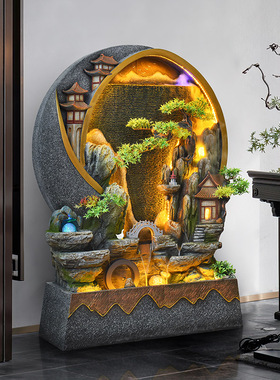 水幕墙流水屏风庭院装饰摆件x办公室客厅阳台景观室内水景假山隔