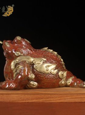 真古意 黄铜金蟾摆件三脚蟾蜍客厅办公室开业装饰工艺礼品摆设