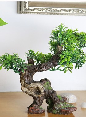 中式仿真假树梅花崖柏红枫园艺花卉盆景装饰景观树客厅家居假绿植