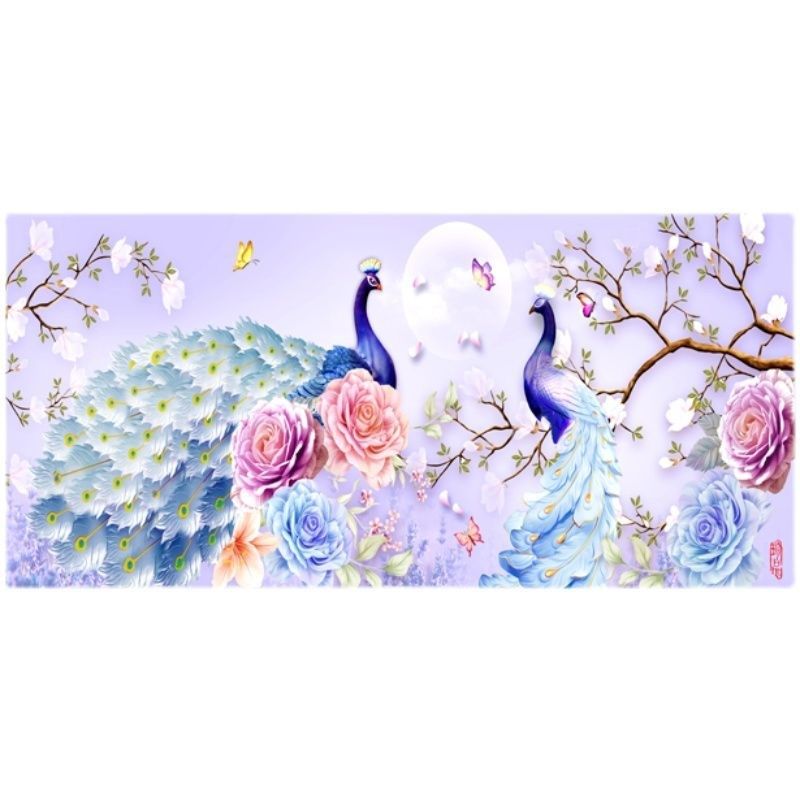 孔雀钻石画2024新款花开富贵十字绣客厅粘钻画满钻手工钻石贴贴画,居家布艺,钻石绣,淘宝优惠券,粉丝福利购,淘宝优惠卷