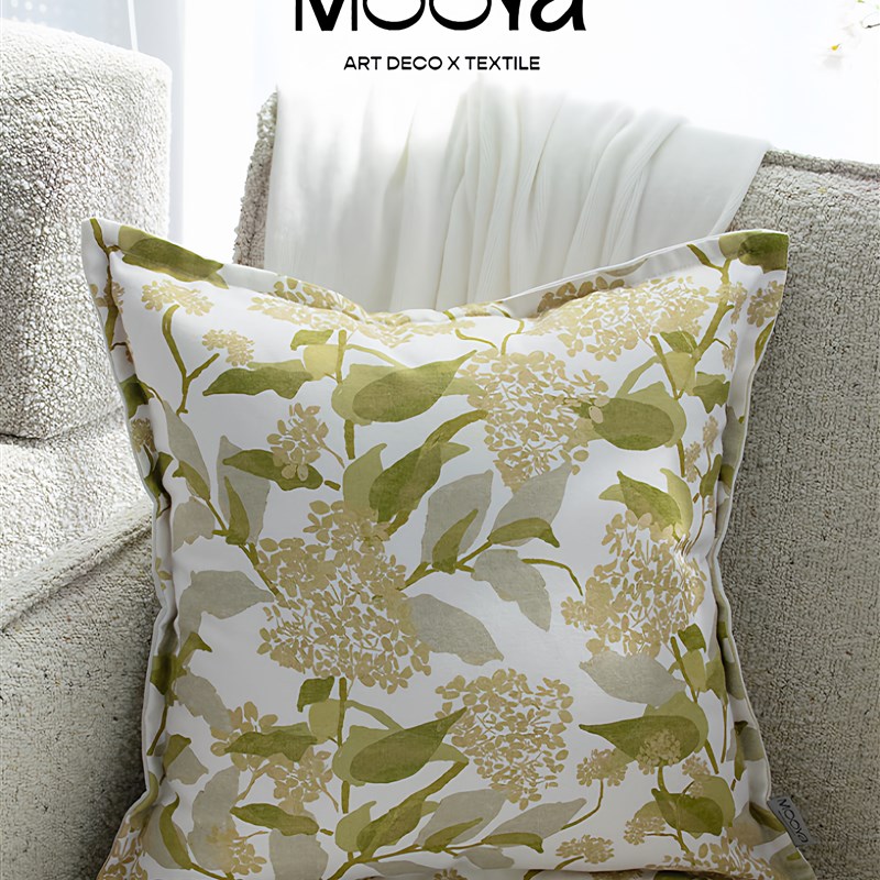 MOOYA安麓云杉 法式黄绿色抱枕轻奢覆古靠枕靠垫沙发客厅高级新款