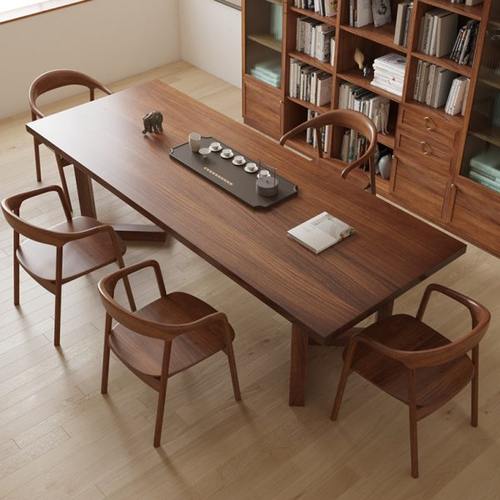 南美胡桃木高档全实木茶桌椅组合简约现代客厅家用茶台阳台茶几