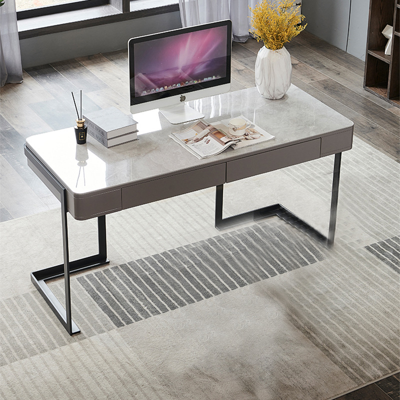 意式极简轻奢书桌岩板书桌书椅家用现代简约小户型办公写字电脑桌