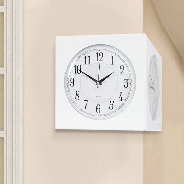 白色两面挂钟客厅家用时尚墙壁转角挂表现代简约双面时钟拐角钟表,家居饰品,挂钟,淘宝优惠券,粉丝福利购,淘宝优惠卷