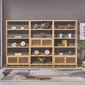 新中式 实木展示架老榆木办公室茶室博古架展柜古董架商用加灯货架