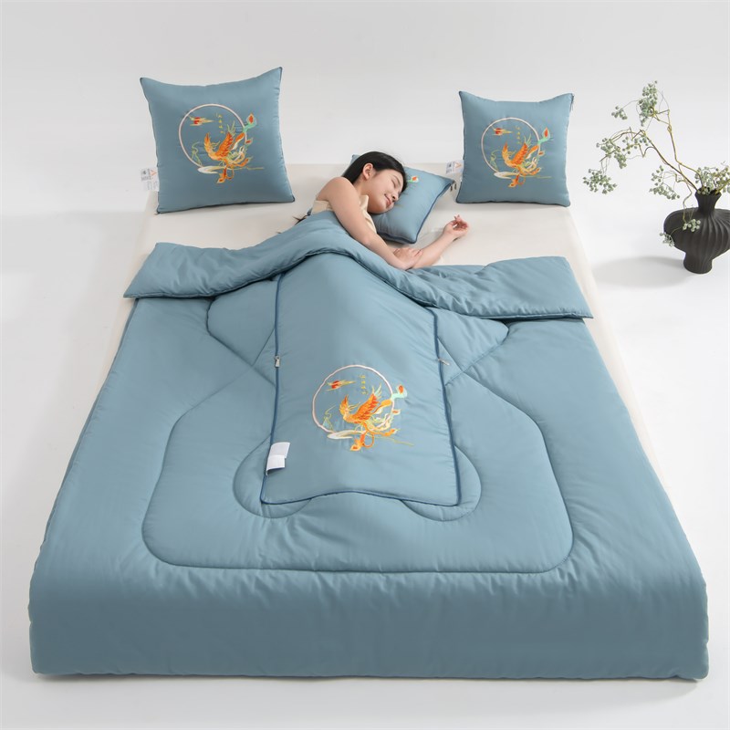 全棉中式刺绣抱枕被子两用沙发靠垫汽车靠枕夏凉空调被长绒二合一