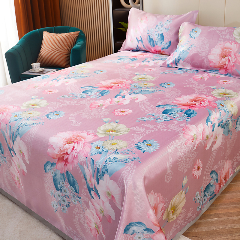 冰丝凉席三件套夏季可水洗折叠床单款软席子家用双人1.8m床上用品