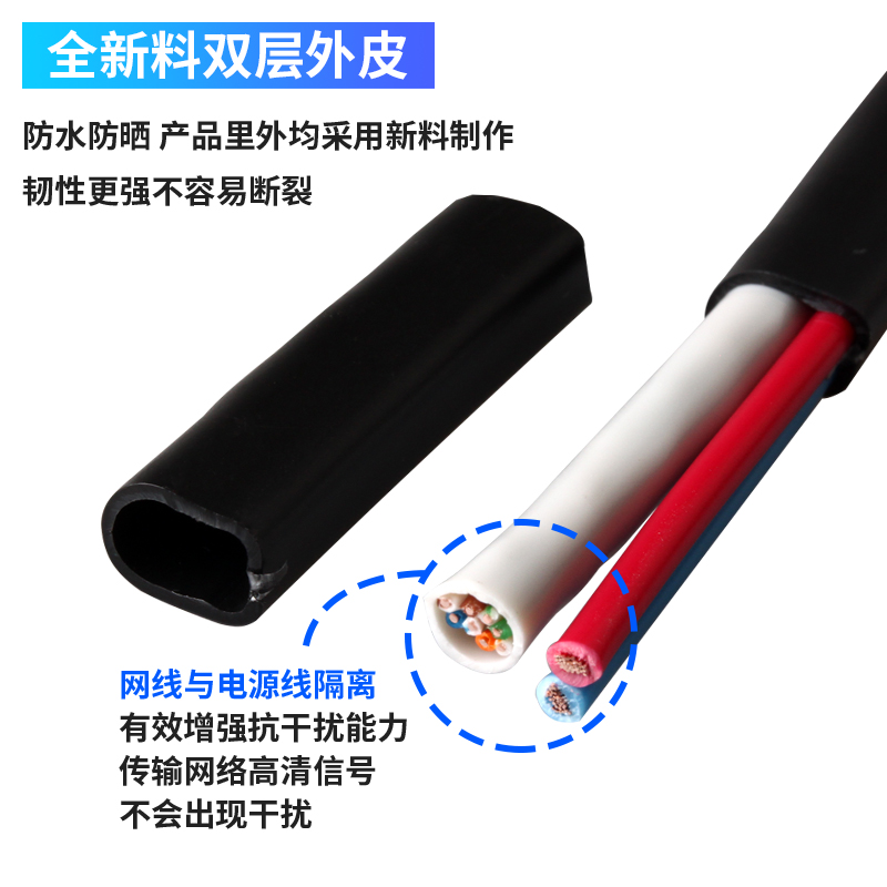 室外监控网线带电源线综合一体线网络4芯8芯无氧铜二合一复合线