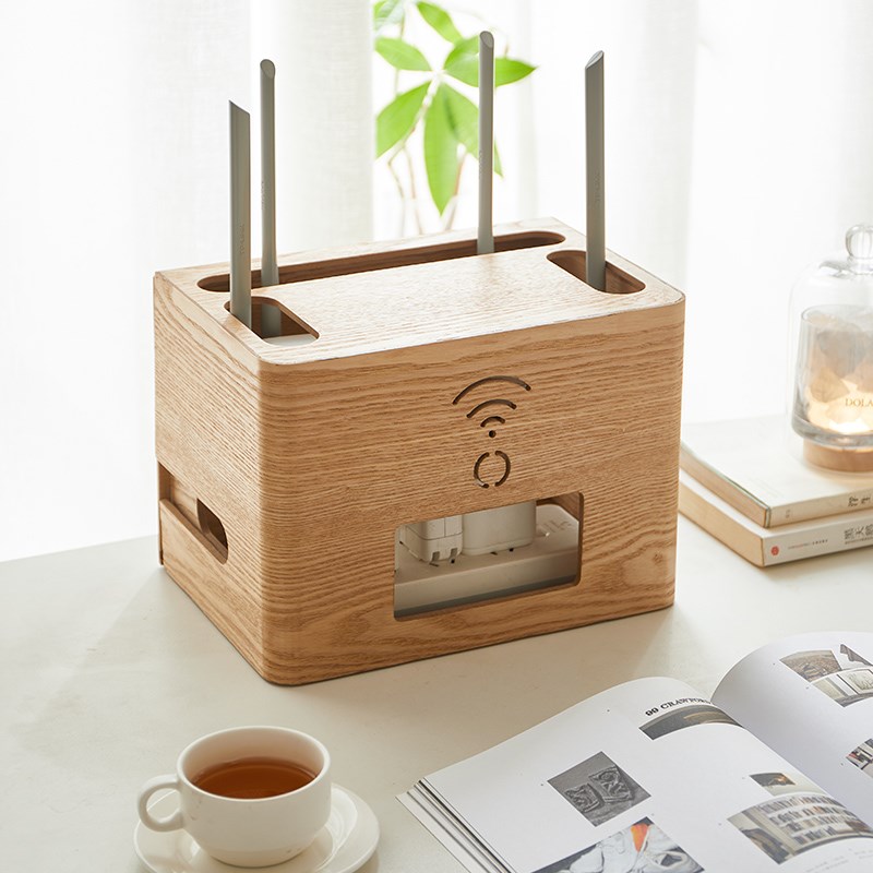 wifi路由器收纳盒桌面无线机顶盒光猫置物架大号电线插板收纳遮挡