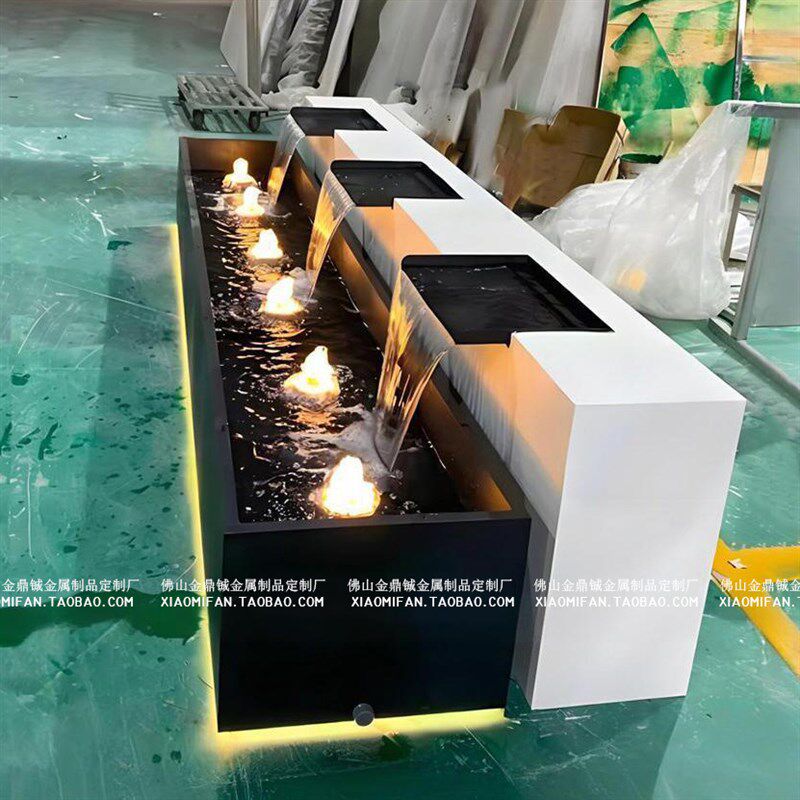 定制不锈钢流水涌泉摆件庭院花园别墅户外景观喷泉现代水景造景