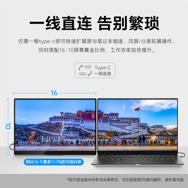 雕塑家4K14寸便携显示器笔记本电脑办公手机PS5扩展副屏分屏