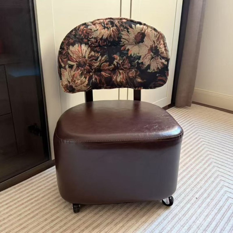 逍遥汪汪小沙发提花万向轮实木溜溜椅旋转中古换鞋凳家用客厅儿s^