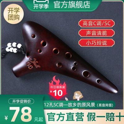 【yadi/雅的】12孔SC陶笛 高音C调 专业演奏 十二孔熏烧陶笛 乐器