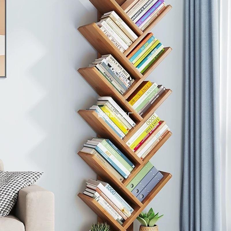 创意树形书架落地简易儿童简约客厅家用收纳桌面置物架实木包邮