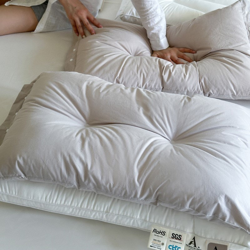 A类全棉双层子母复合纽扣枕家用一对枕芯枕头单个装48x74cm可调节